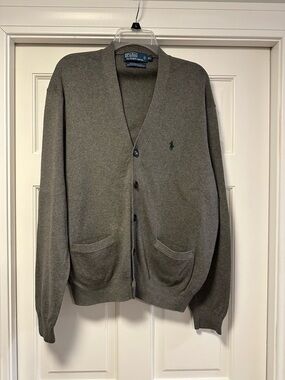 Ralph Lauren dark gray V-Neck Button down Cardigan